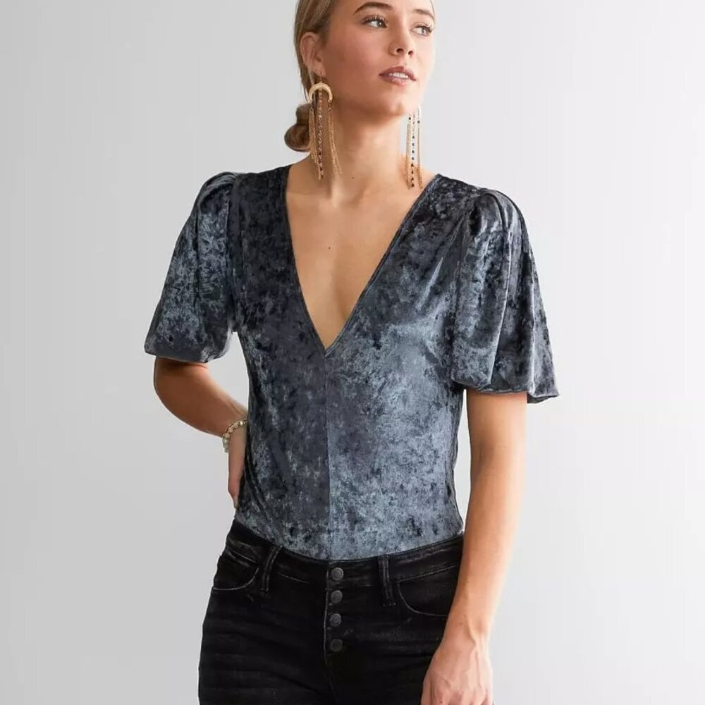Intimately Free People Don't You Wish Velvet Bodysuit in Sunflower‎ Seed